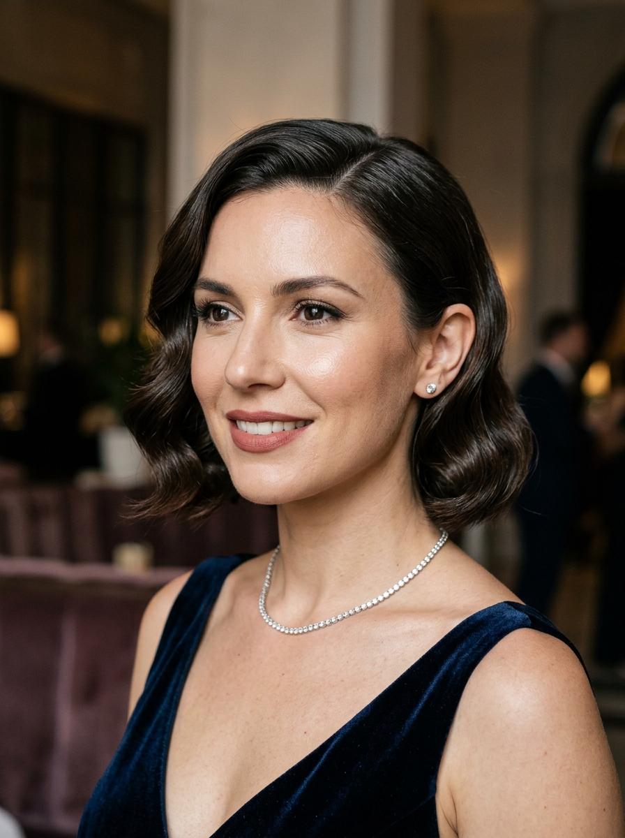 Kurze Haare mit soften Hollywood-Wellen - edle Frisur für kurze Haare